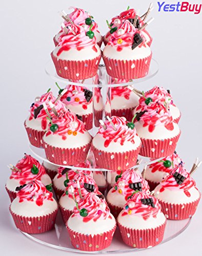YestBuy 3 Tiers Round Party Wedding Birthday Clear Tree Tower Acrylic Cupcake St