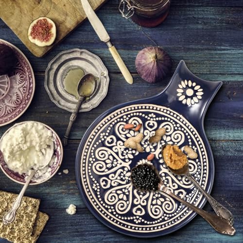 Ceramic Spoon Rest, Cooking Spoon Holder for Kitchen Counter/Stove Top/Dining Table Modern Farmhouse Decorative, Large (Blue) - Image 6