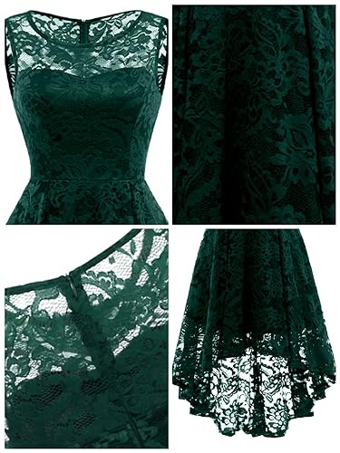 MUADRESS Women's Elegant Floral Lace Dress Sleeveless Crew Neck Hi-Lo Cocktail Dress for Evening Party2