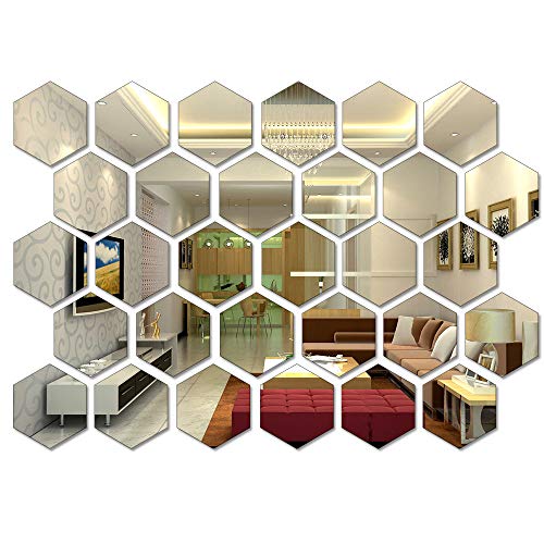 30 Pieces Hexagon Acrylic Mirror Sticker Sheet, in Pakistan