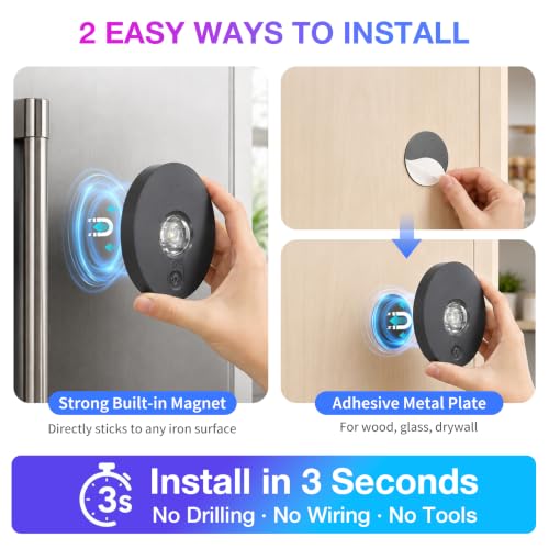 Image of UNUSROOM Rechargeable RGB Puck Lights with Remote Control, Wireless Under Cabinet Lighting,13 Color Changing Lights with Dimmer,Timer,2000mAh Battery Operated Tap Lights for Kitchen (Dark Gray,4PCS)