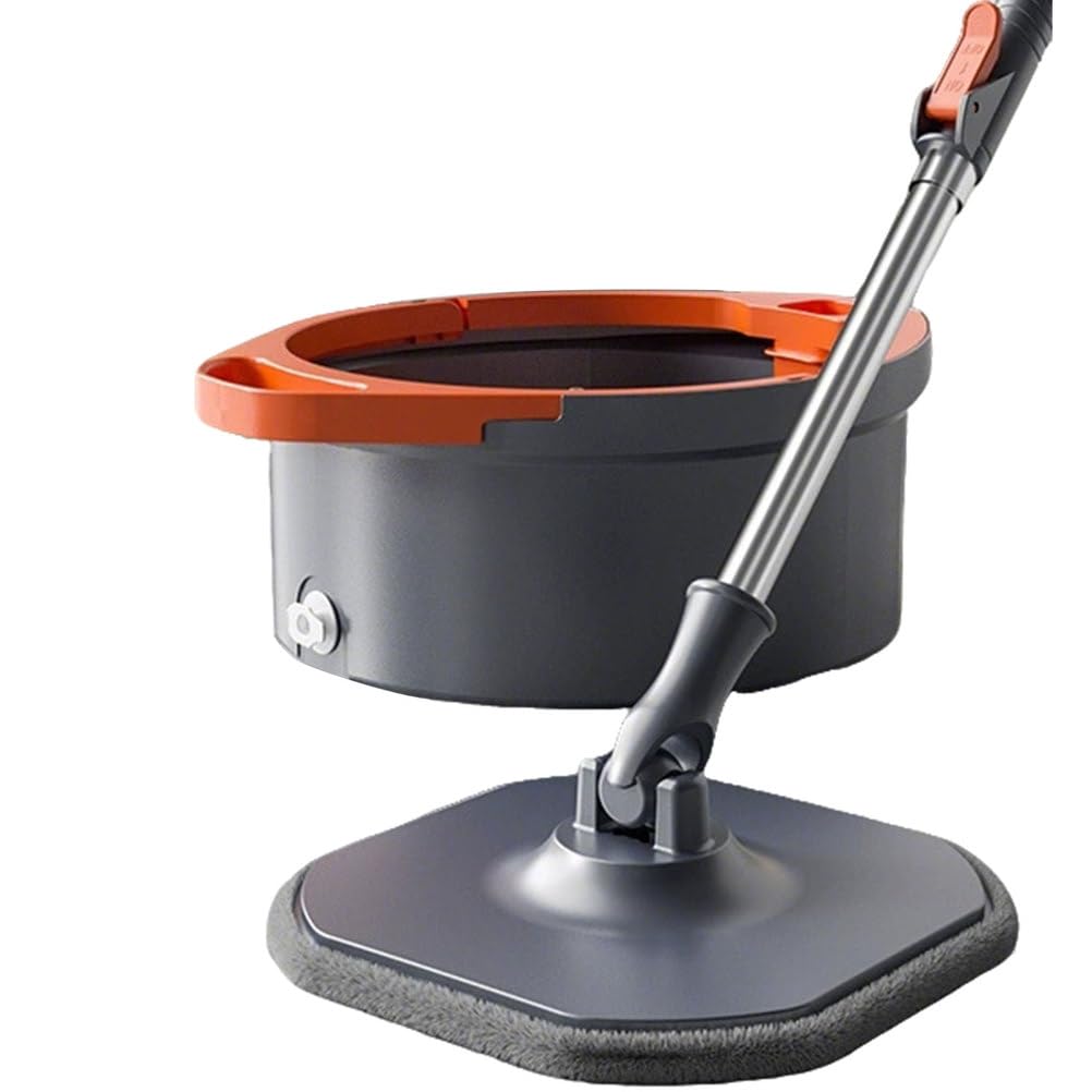 Questo Sistema di Secchio e mocio Girevole a 360° con Doppio Scomparto per Acqua Pulita e Sporca, Ideale per la Pulizia Profonda di Pavimenti e pareti, Include 5 Panni in Microfibra.