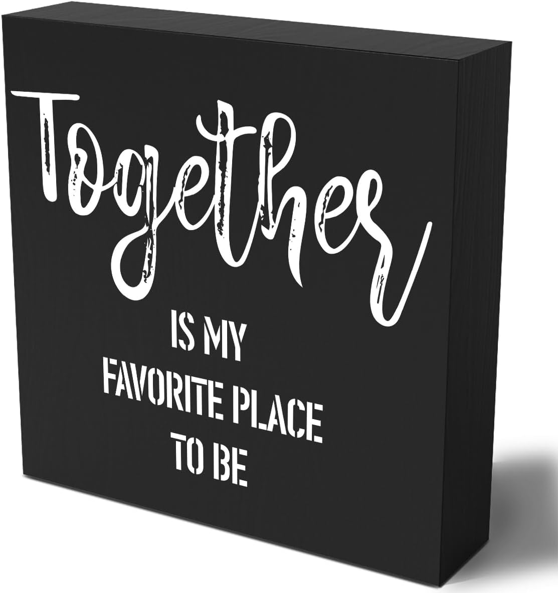 Inspirational Wooden Box Sign Plaque Together is My Favorite Place to Be Wood Rustic Art Home Shelf Desk Decor 5"x5"