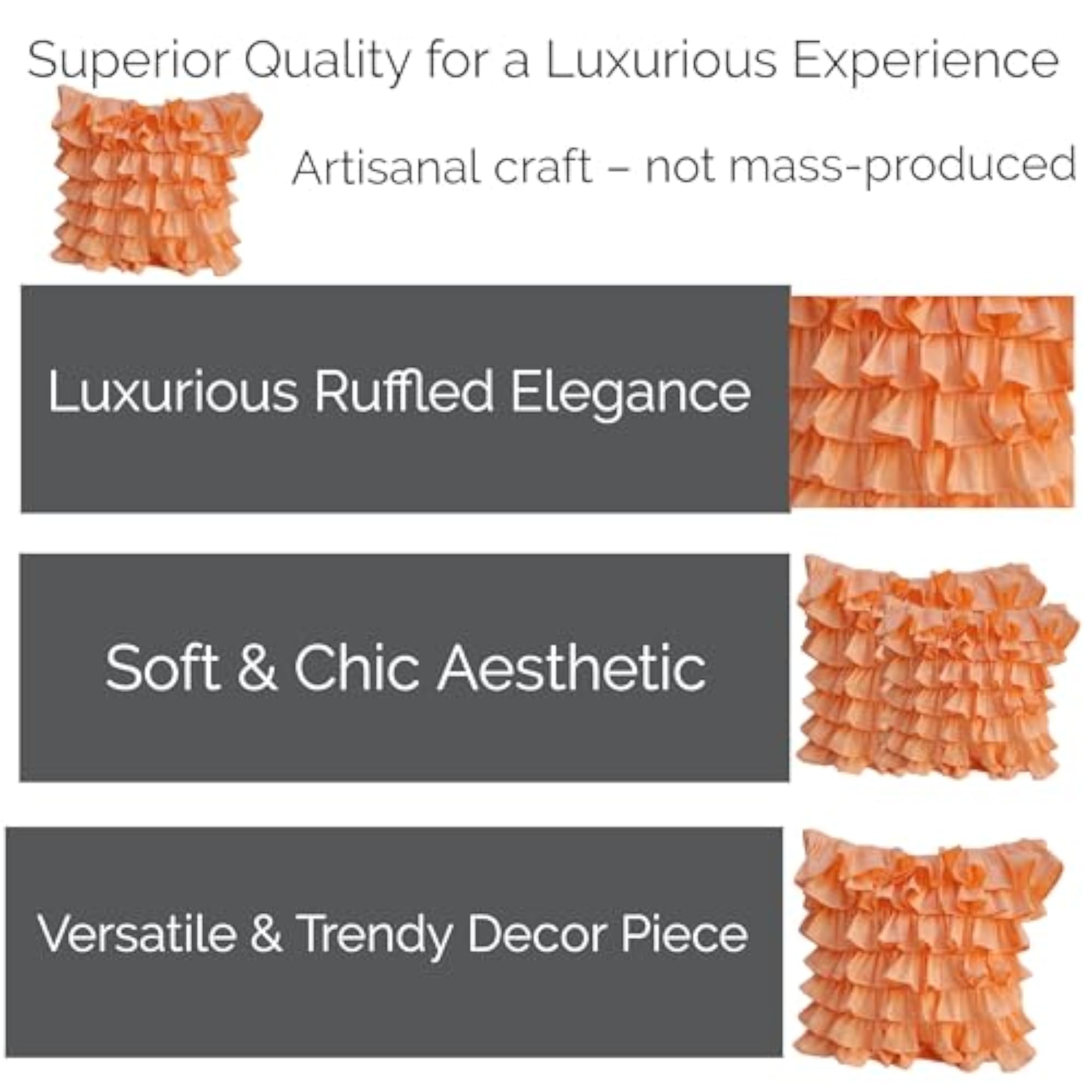 Peach Ruffled Cushion Cover, Soft Cotton Decorative Pillowcase