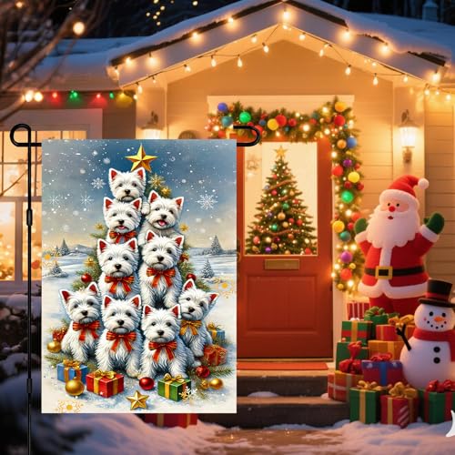 Image of BlissYard Christmas Cat Garden Flag 12x18 Inch Polyester