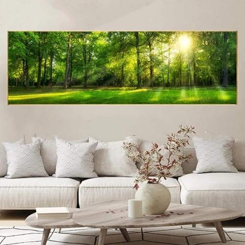 Póster de paisaje de atardecer con árbol sobre lienzo natural para decoración de sala