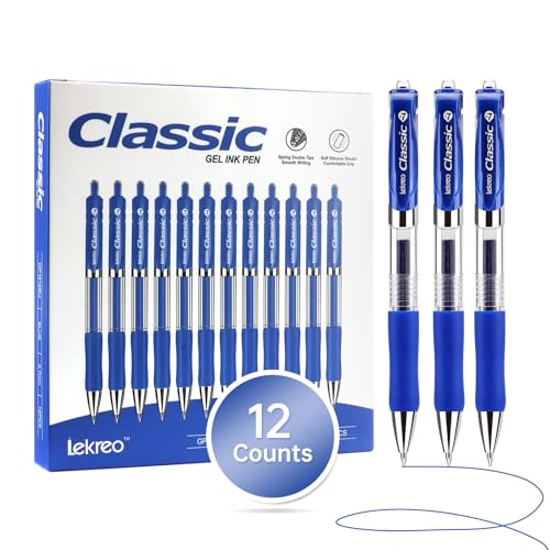 Stylo bille rétractable bleu lot de 12 pièces à pointe fine 0,7 mm classique