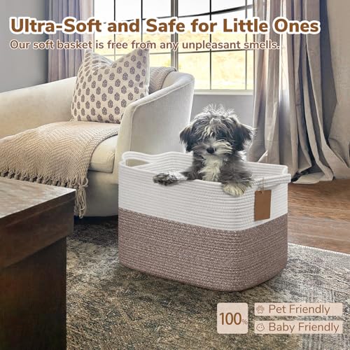Image of Goodpick 50L Large Woven Rope Storage Basket, Rectangle, Brown
