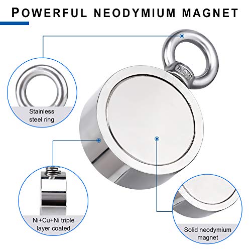 Image of DIYMAG Magnet Fishing Kit, 500Lbs Double Sided Single Hole Fish Magnets