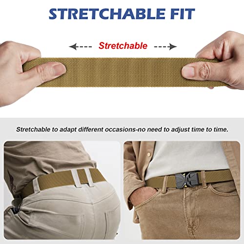 BESTKEE Tactical Belt for Men, Military Style Stretch Nylon Work Belts, 1.5" Web Quick-Release Belt, Ideal Gift for Father3