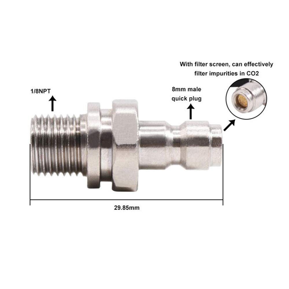 Universal 1/8 NPT Male to 8mm Male Quick-Disconnect Plug Adapter 4500psi High Pressure PCP Paintball Charging System Air Fittings