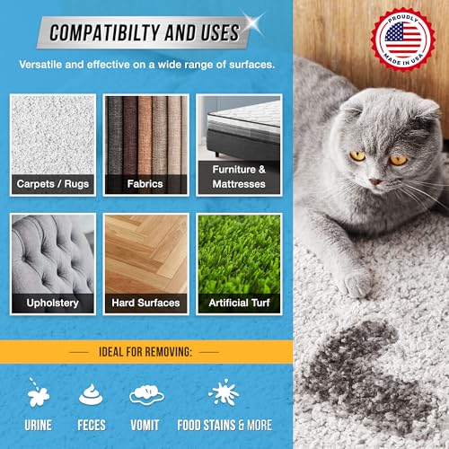 Pet Odor and Stain Eliminator - 32 oz ACTIVE Enzyme Cleaner for Dog & Cat Urine, Stain Remover Spray for Carpet, Upholstery, Hardwood, Spot Cleaning, Deodorizer for Dogs Cats Pets - Natural Citrus Oil - Image 5