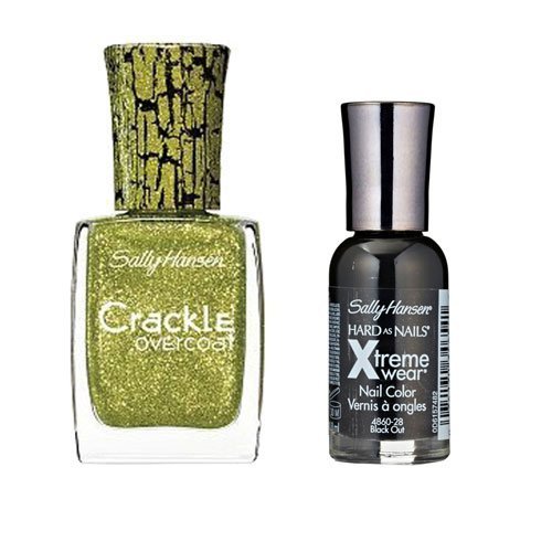 Sally Hansen Xtreme Wear Black Out and Crackle Overcoat Sage Smash with Dimple Braclet