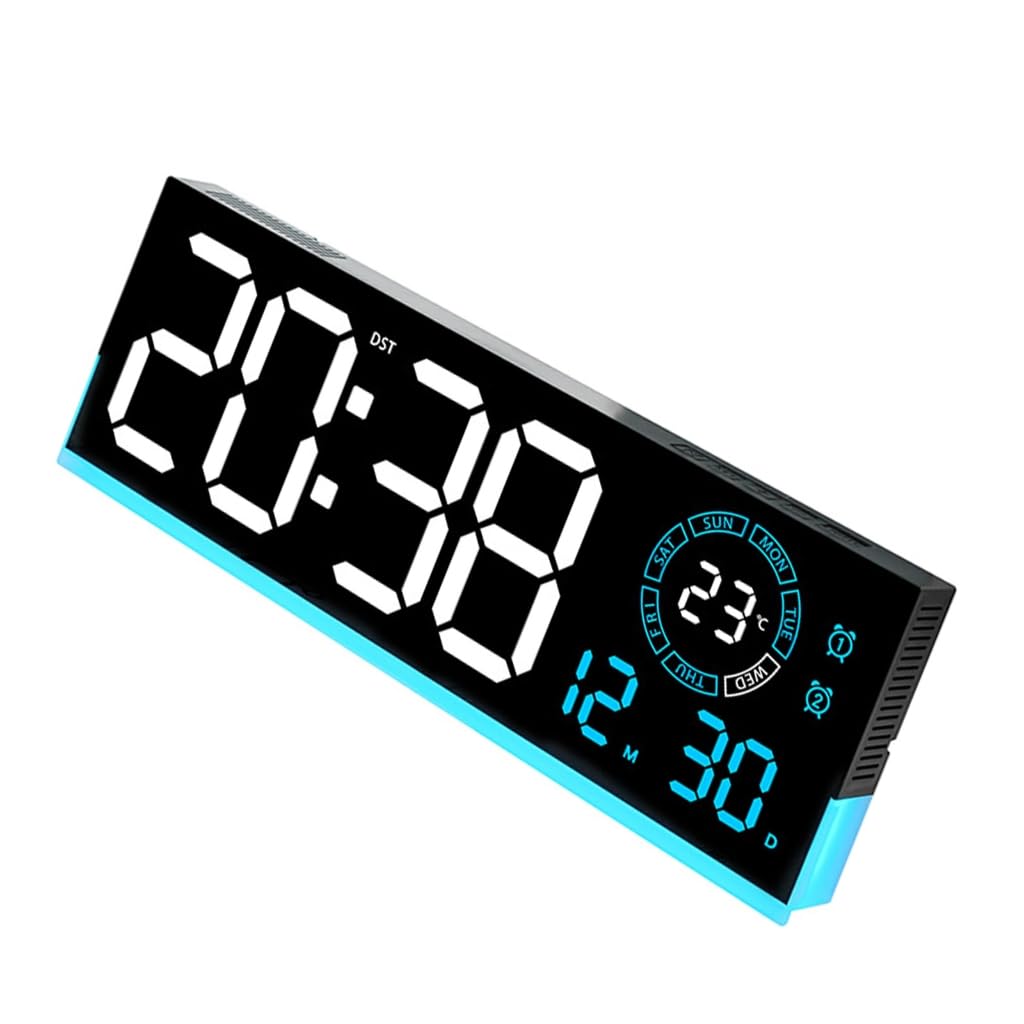 Horloge murale numérique avec grand écran LED Veilleuse d'ambiance pour la maison et le bureau