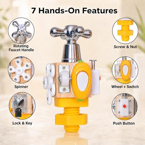 Image of Busy Cube for Toddlers, Activity Cube with Switch, Spinner & Lock Key