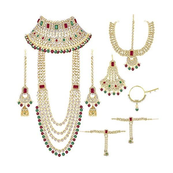 Peora Ethnic Indian Traditional Kundan Dulhan Bridal Jewelry Set Gift for Women