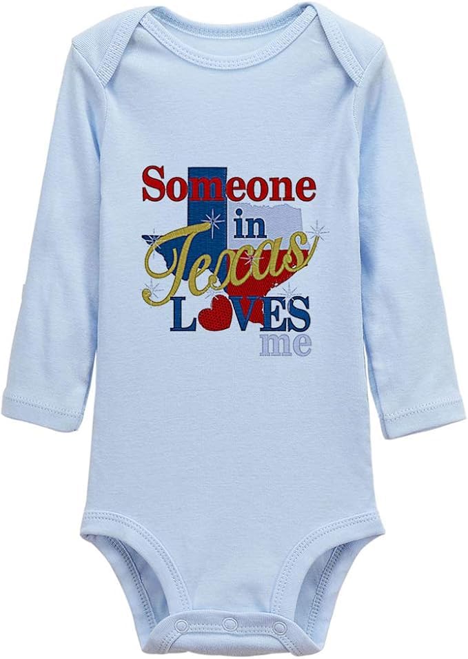 Someone in Texas Loves Me Newborn Baby Romper Bodysuit Long Sleeve Onesie Blue