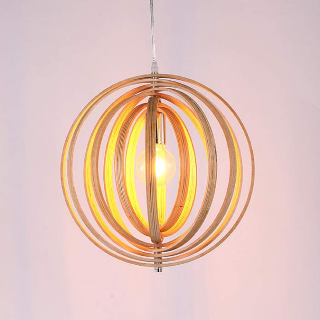 HYQJUNE Pendant Light Wood Hanging Light Nordic Rustic Circle Hanging Lamp DIY Creative Round Ring Oak Lampshade Chandelier E27 for Home Loft Restaurant Bedroom Decoration Lamp Light,60CM