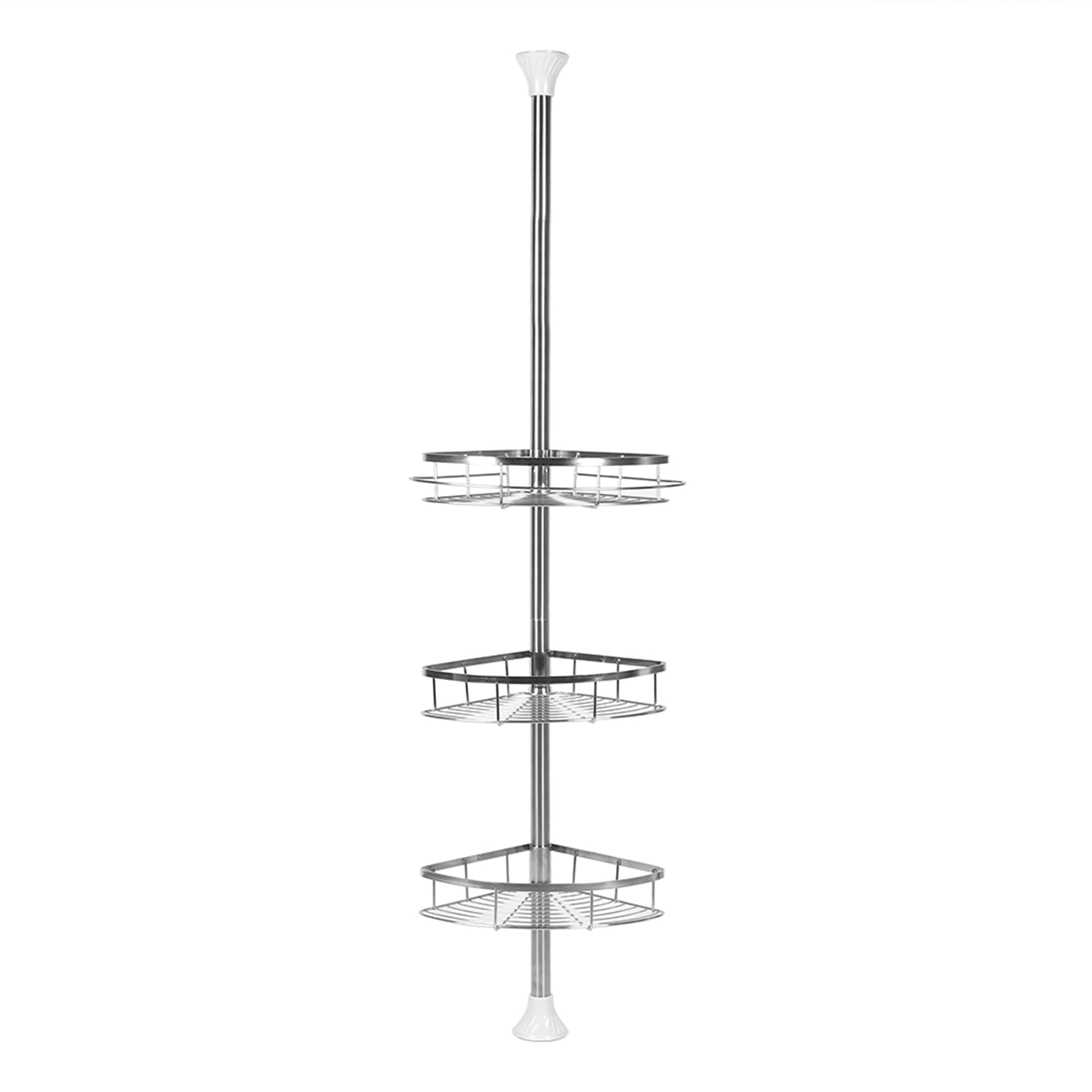 MINGYI Estantería de ducha telescópica, 3 estantería, estante de baño de acero inoxidable, estante de esquina de ducha sin taladrar, regulable en altura 110-280 cm (plata)