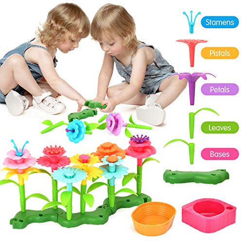 Victostar Flower Building Toy Garden Building Blocks Toy Set for Kids, 98 PCS Educational Toy Creative Playset for Age 4,5,6,7 Year Old Gifts