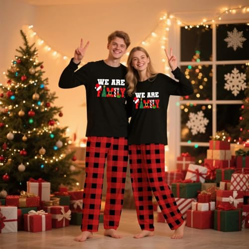 YWFULLBLUUM Family Christmas Pajamas Matching Set Holiday Christmas Party Family Pajama Set Xmas PJs Sets3