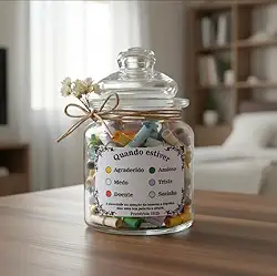 Pote de Mensagens Motivacionais, 176 Frases Inspiradoras, Decorativo com Laço Rústico