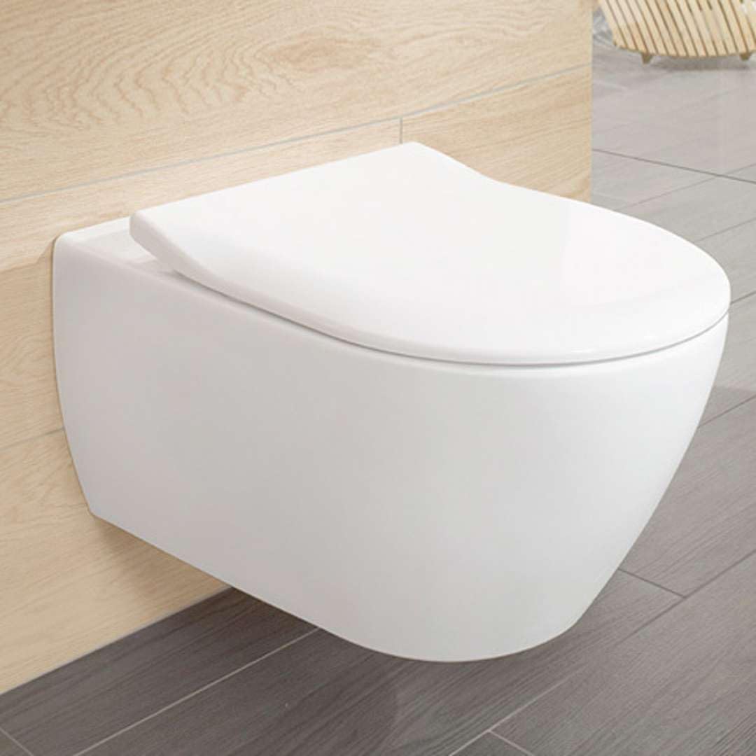 Villeroy & Boch Subway 2.0 - Inodoro con asiento de inodoro para colgar en la pared, sin borde