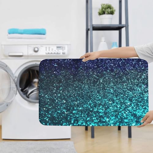 Tapis de salle de bain à paillettes bleu sarcelle haut de gamme