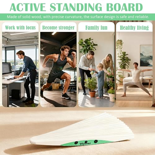 Image of Wooden Balance Board, 440LBS Capacity Wobble Balance Board for Standing Desk 3D Design Anti-Fatigue Anti-Slip Rocker Board for Core Strength, Physical Therapy,Surfers Skiing Skateboarding Simulation