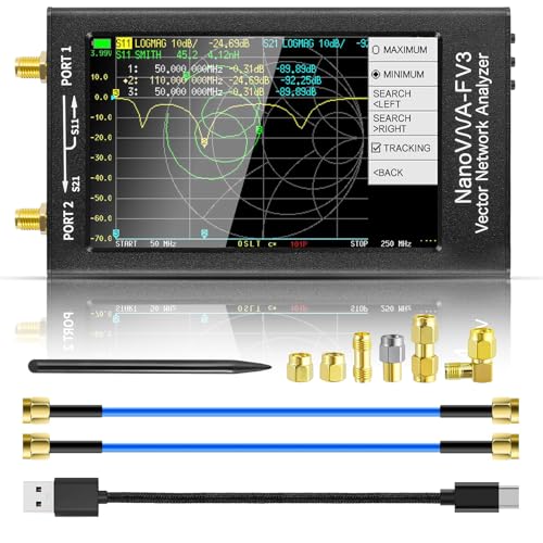 Image of AURSINC Upgraded NanoVNA-F V3 Vector Network Analyzer, 4.3 inch Touchscreen 1MHz-6GHz Handheld Antenna Analyzer for Ham Radio, S-Parameters S11 S21, SWR, TDR, Phase, Delay, Smith Chart, Real-Time RTC