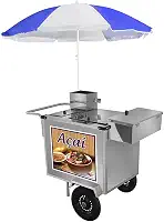 Carrinho de Açai Cefaz Luxo em Inox com Rodas Pneumáticas e Guarda Sol L16p/gs