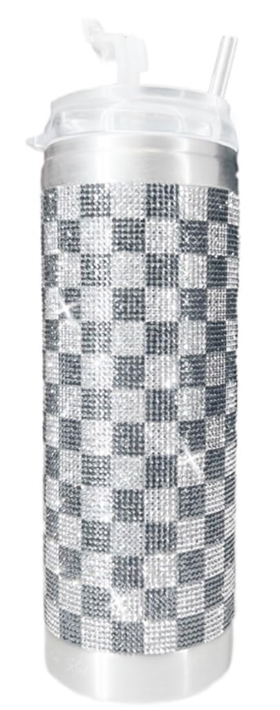 Jacqueline Kent JKT107.LTSIBK Ounce Stainless Tumbler, Checkmate Light Diamond