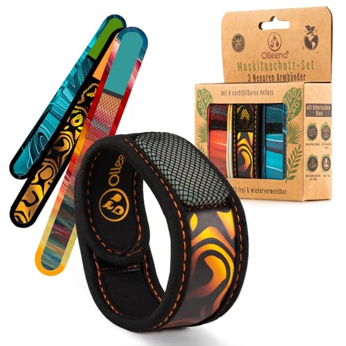 Olleeno® Mückenschutz Armband Moskito Insektenschutz Armbänder für Outdoor Camping Wandern Sport Anti Mückenarmband Neopren mit verstellbarem Klettverschluß (3 Stück + 6 Nachfüll-Pellets) Olleeno® Mückenschutz Armband Moskito Insektenschutz Armbänder für Outdoor Camping Wandern Sport Anti Mückenarmband Neopren mit verstellbarem Klettverschluß (3 Stück + 6 Nachfüll-Pellets)