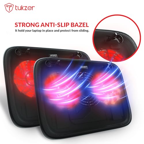 Tukzer Laptop Cooling Pad Stand Riser, Portable Slim Quiet USB Powered Gaming Cooler Chill Mat| 2-Red-LED Fans| USB Powered| 2-Viewing Angles... - Image 6