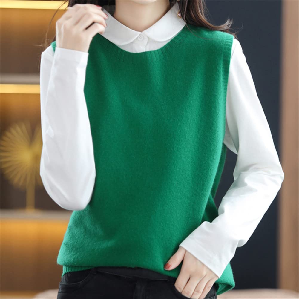 Vsadsau Maglieria Donne Maglione Gilet 100% Lana Merino Maglioni Lavorati A Maglia Maglione Senza Maniche Girocollo Pullover Maglione