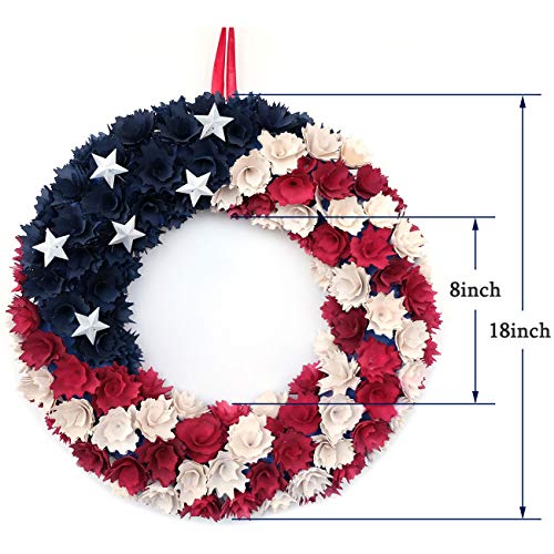 Idyllic July 4Th Wreath Boxwood Handcrafted Memorial Day Wreath Festival Garland Decoration Front Door Wall Home Decor thumb #1