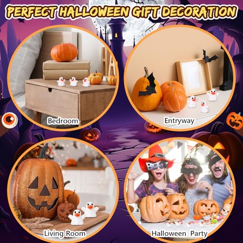 Image of Gejoy 50 Pcs Mini Ghost Rubber Ducks Halloween Mini Duck Figurines Bulk Spooky Tiny Party Decoration for Ducking Party Favors Halloween Carnival Supplies
