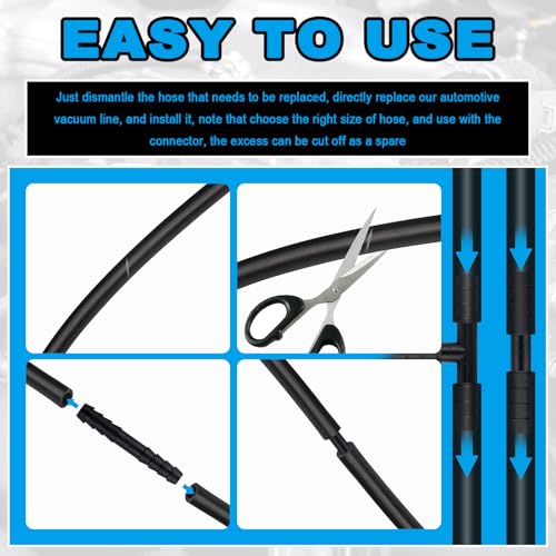 Image of 6PCS 5Ft Silicone Vacuum Hose Automotive Kit,ID 3 /8 inch,5 /16 inch,1 /4 inch,3 /16 inch,5 /32 inch,1 /8 inch Vacuum Lines Automotive with Tee /Straight /Reducer Connector & Clamps,Professional Vacuums Line Kit (94PCS)