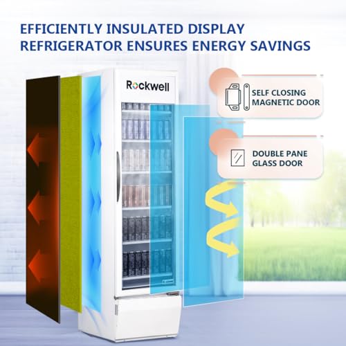 Image of Rockwell RVC550 Visi Cooler, Extra-Tall Single Door, Bright LED View, Heavy-Duty Cooling for Retail and Cafes, Low-Power System, 4-Year Warranty