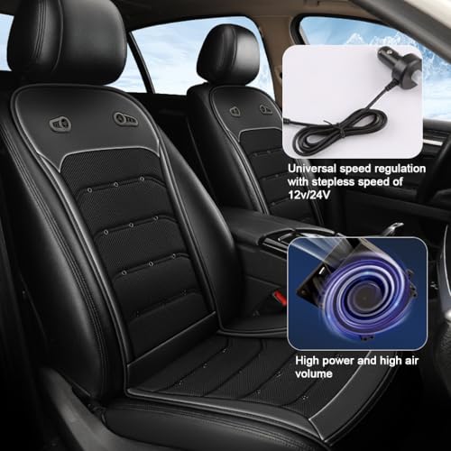 Image of STHIRA USB Cooling Fan Car Seat Cushion, 12V /24V Cool Wind Car Seat Cover with Breathable Mesh Panel Design, Portable Ventilated Seat Pad for Car, Truck, and SUV