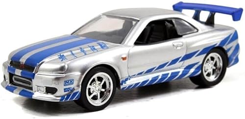 Miniatura 3 de Jada Toys Fast & Furious 1:55 Brian's 2002 Nissan GT-R R34 Build N' Collect Kit de modelo fundido a presión, juguetes para niños y adultos, color