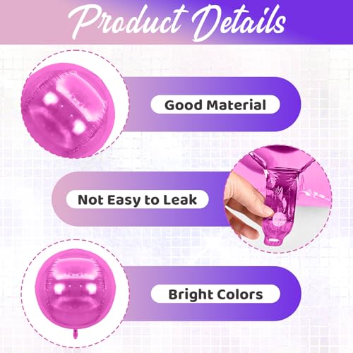 Image of 6pcs 22 inch Pink Purple Star Balloons and 4D Large Foil Balloons, hot pink Star Balloon Purple 4D Foil Balloon For Birthday Baby Shower Party Wedding Anniversary Engagement Mother's Day Decorations