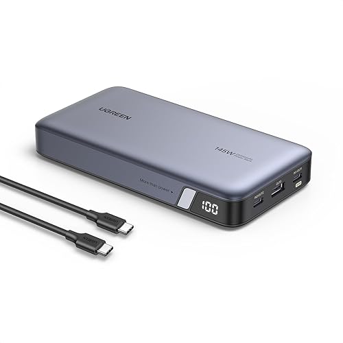 Immagine del prodotto UGREEN 140W Power Bank 25000mAh, Batteria Portatile con 2 Porte USB C e 1 USB A 145W Max con Display Digitale Compatibile con MacBook Pro/Air M2, iPhone 15 Plus Pro Max, Galaxy S23 Ultra, Dell