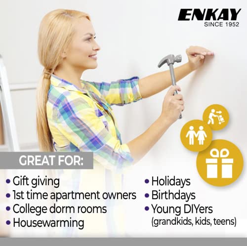 ENKAY - 6 in 1 Gray Hammer and Screwdriver, Multifunction Claw Hammer Tool with Color Print (Gray)