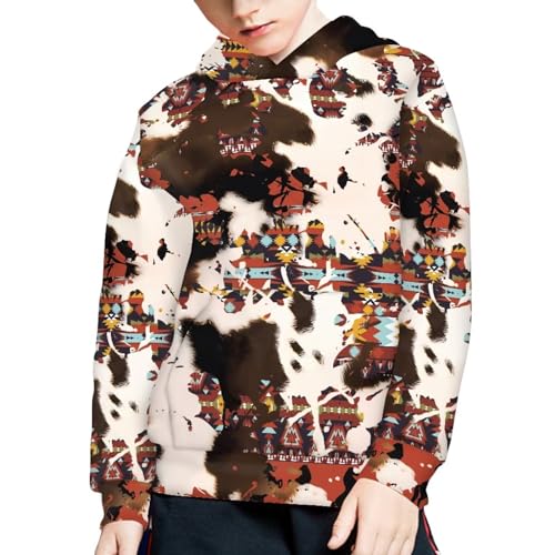 Brown Cow Boys Girls Fleece Hoodies Plush Pullover Hoodie Casual Ethnic Style Hooded Sweatshirts with Pocket for Age 6-16 Kids4