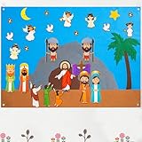 WATINC Easter Crucifixion Resurrection Felt Board - 41Pcs He is Risen of Jesus Board Stories Set for Toddler, Interactive Religious Flannel for Kid, Early Education Toy for Sunday School Classroom