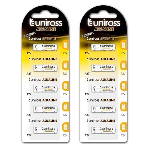 UNIROSS - Lote de 2 paquetes de 5 pilas alcalinas A27/MN27/27A 12V