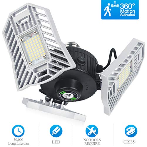 Led Garage Lights Motion Activated Led Shop Light with Adjustable Panels for Garage Workshop Basement