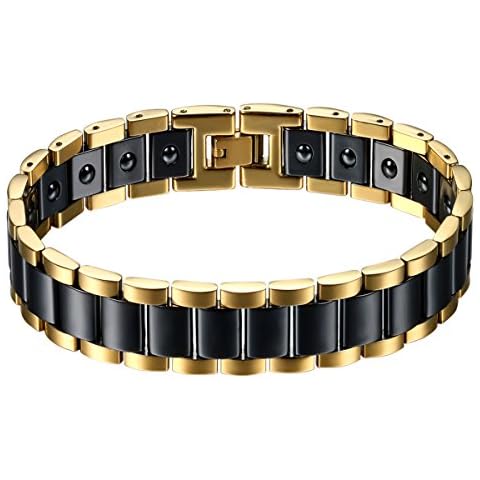 JewelryWe Schmuck Herren Magnet Armband, Edelstahl Keramik Cover