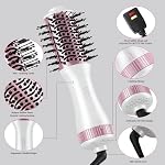 Pinceau de sèche-cheveux à double tension automatique,110V-120V/220V-240V,Voyages HairDryer Brosse,Petite brosse à air chaud,Bouche à sèche-cheveux,Petit pinceau à sèche cheveux,4 en 1 Séchoir à cheveux et Volumiseur Styler